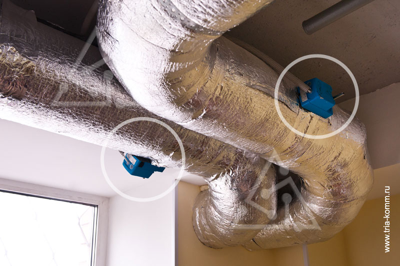 Фото воздушных клапанов для управления расходом воздуха в системе вентиляции офиса