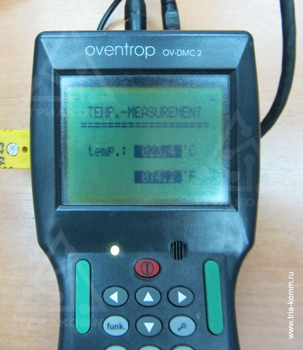 Фото экрана компьютера Oventrop “OV-DMC 2” с параметрами температуры в градусах Цельсия и по Фаренгейту