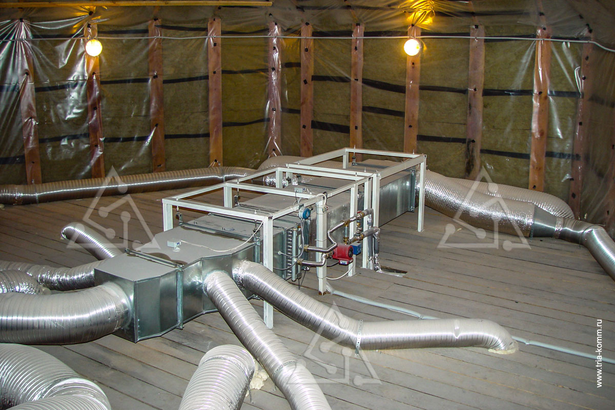 Фото приточной вентиляционной установки Remak с водяным калорифером в коттедже