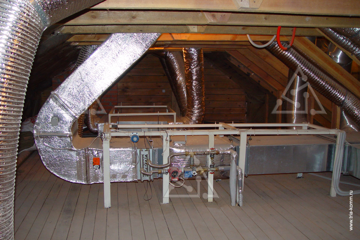 Фото приточной вентиляционной установки Remak с водяным калорифером в коттедже