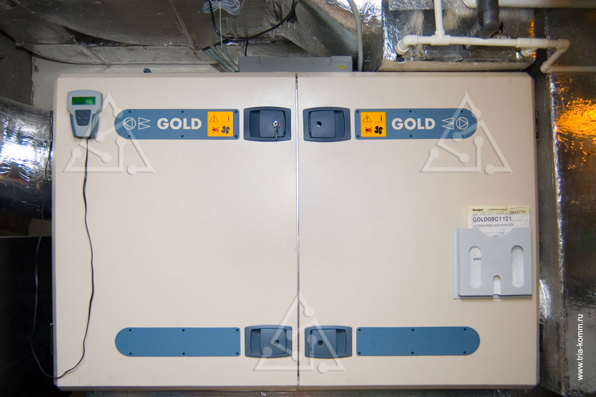 Фото вентиляционной установки Swegon Gold в техническом помещении офиса